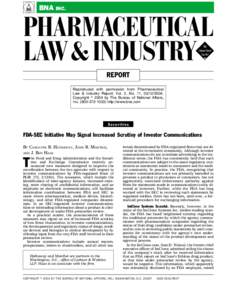 A  BNA INC. PHARMACEUTICAL LAW & INDUSTRY!