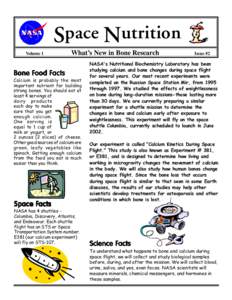 Space Nutrition Volume 1 What’s New in Bone Research  Bone FFood