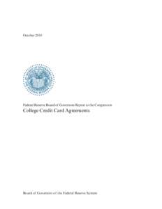 Report on College Credit Card Agreements - October 2010