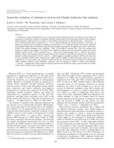 Nordi, Katrin &#225;, Bo Thamdrup, and Carsten J. Schubert. Anaerobic oxidation of methane in an iron-rich Danish freshwater lake sediment. Limnol. Oceanogr., 58(2), 2013, 546–554