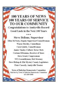 Amityville Record Centennial Edition, May 19, 2004 • [removed]YEARS OF NEWS 100 YEARS OF SERVICE TO OUR COMMUNITY