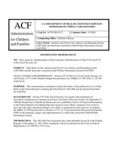 ACF  U.S. DEPARTMENT OF HEALTH AND HUMAN SERVICES Administration for Children, Youth and Families  Administration