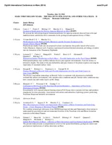 Eighth International Conference on Mars[removed]sess351.pdf Tuesday, July 15, 2014 MARS’ FIRST BILLION YEARS: THE ERA OF WATER, SULFUR, AND OTHER VOLATILES: II