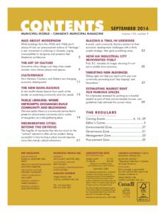 CONTENTS  SEPTEMBER 2014 MUNICIPAL WORLD – CANADA’S MUNICIPAL MAGAZINE