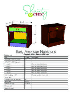 Early American Nightstand Supply List Copyright © 2015 Shanty-2-Chic.com  Item