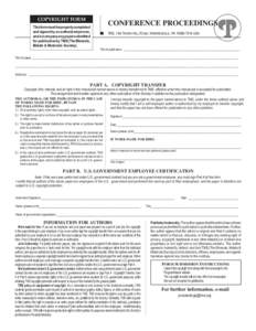 COPYRIGHT FORM  CONFERENCE PROCEEDINGS This form must be properly completed and signed by an authorized person,