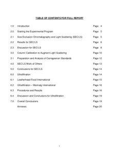 TABLE OF CONTENTS FOR FULL REPORT  1.0