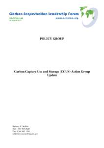 CSLF-PAugust 2011 POLICY GROUP  Carbon Capture Use and Storage (CCUS) Action Group