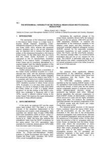 16.1 THE INTERANNUAL VARIABILITY IN THE TROPICAL INDIAN OCEAN AND ITS DECADAL MODULATION Bohua Huang* and J. Shukla Center for Ocean-Land-Atmosphere Studies (COLA), Institute of Global Environment and Society, Maryland 1