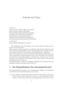 Fraktale und Chaos  Teilnehmer: Markus Auricht (Heinrich-Hertz-Oberschule) Martin Czudra (Andreas-Oberschule) Robert Foellmer (Heinrich-Hertz-Oberschule)