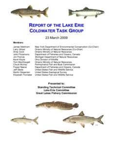 REPORT OF THE LAKE ERIE COLDWATER TASK GROUP 23 March 2009 Members: James Markham Larry Witzel