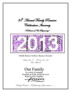 th  35 Annual Family Reunion Celebration Itinerary “A Season of New Beginnings”