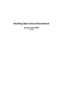 Stichting Open Doors International Annual report 2014 summary Stichting Open Doors International