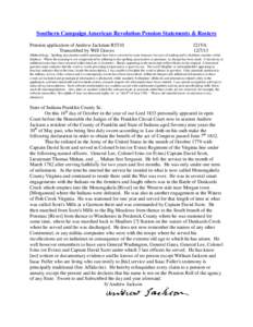 Southern Campaign American Revolution Pension Statements & Rosters Pension application of Andrew Jackman R5510 Transcribed by Will Graves f21VA[removed]