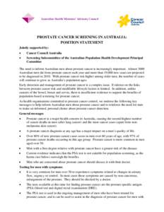 Prostate Cancer Screening Position Statement