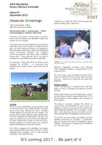 AWA Newsletter Aranui Wainoni Avondale Issue #4 December[removed]Seasons Greetings