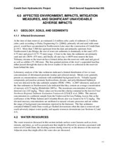 Condit Dam Hydroelectric Project  Draft Second Supplemental EIS 4.0 AFFECTED ENVIRONMENT, IMPACTS, MITIGATION MEASURES, AND SIGNIFICANT UNAVOIDABLE