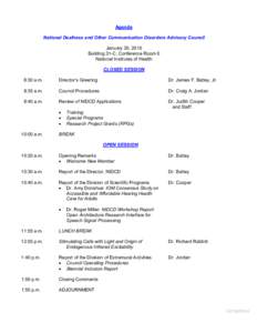 Agenda for the NIDCD Advisory Council - January 30, 2015