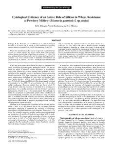 Biochemistry and Cell Biology  Cytological Evidence of an Active Role of Silicon in Wheat Resistance