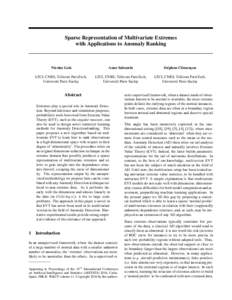 Sparse Representation of Multivariate Extremes with Applications to Anomaly Ranking Nicolas Goix  Anne Sabourin