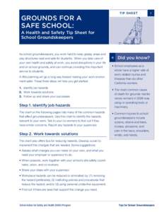 TIP SHEET  A health and safety tip sheet for INSPECTION Health andCHECKLIST