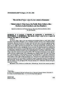 VETERINARSKI ARHIV 76 (Suppl.), S73-S81, 2006  The red fox (Vulpes vulpes L.) as a source of zoonoses