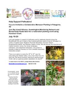 Pollination / Patagonia / Pollinator / Biology / Recreation / Outdoor recreation / Sonoita Creek / Beekeeping / Insect ecology