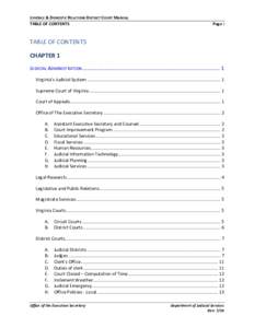Juvenile & Domestic Relations District Court Manual - Table of Contents