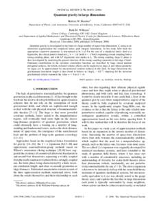 PHYSICAL REVIEW D 73, [removed]Quantum gravity in large dimensions Herbert W. Hamber* Department of Physics and Astronomy, University of California, Irvine, California[removed], USA