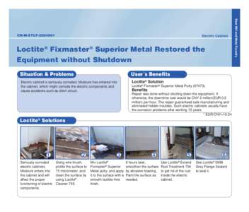 Electric Cabinet  Loctite® Fixmaster® Superior Metal Restored the Equipment without Shutdown Situation & Problems