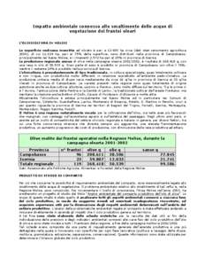 Impatto ambientale connesso allo smaltimento delle acque di vegetazione dei frantoi oleari L’OLIVICOLTURA IN MOLISE