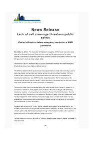 AMM News Release: Lack of cell coverage threatens public safety
