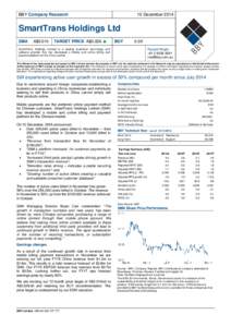 BBY Company Research  10 December 2014 SmartTrans Holdings Ltd SMA