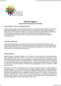 Call for Papers  1/2 http://culturalrelations.org/Pages/CRQR-Call_for_paper.htm