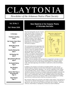 CLAYTONIA Newsletter of the Arkansas Native Plant Society Vol. 26 No. 2 Fall/Winter[removed]In this issue: