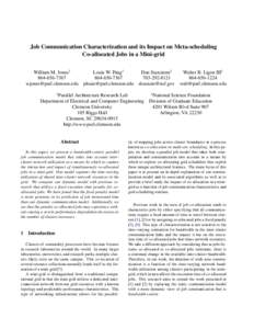 Job Communication Characterization and its Impact on Meta-scheduling Co-allocated Jobs in a Mini-grid William M. Jones†  