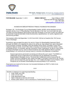 Breastfeeding / Muskegon County /  Michigan / Muskegon Area Intermediate School District / Grand Valley State University / Geography of Michigan / Michigan / Muskegon /  Michigan