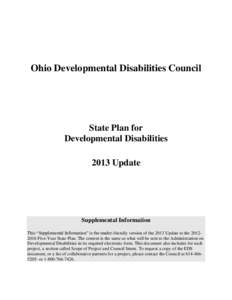 Ohio Developmental Disabilities Council  State Plan for Developmental Disabilities 2013 Update