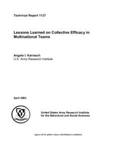 Technical Report[removed]Lessons Learned on Collective Efficacy in Multinational Teams  Angela I. Karrasch