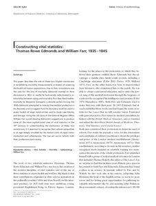 Statistics / Epidemiologists / British people / Academia / Fellows of the Royal Society / William Farr / Thomas Rowe Edmonds / Edmonds / Life table / Demography / Population / Actuarial science