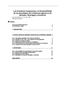 Las Iniciativas Campesinas y la Sostenibilidad de los Resultados de la Reforma Agraria en El Salvador, Nicaragua y Honduras