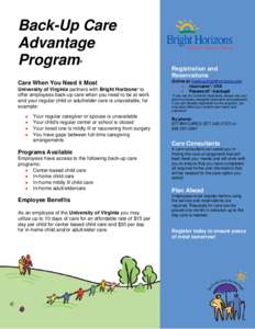 Back-Up Care Advantage Program ®  Care When You Need it Most