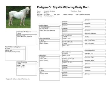 Pedigree Of Royal M Glittering Dusty Morn Owner: Breed: Birth Date: Markings: