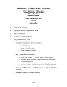 Illinois State Teacher Certification Board Meeting - December 3, 2004