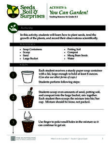 ACTIVITY 1:  You Can Garden! Teaching Resource for Grades K-2  Activity