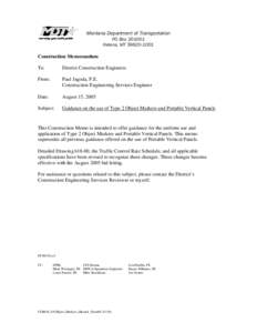 Montana Department of Transportation PO Box[removed]Helena, MT[removed]Construction Memorandum To: