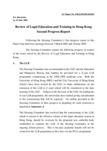 LC Paper No. CB[removed]) For discussion on 24 June 2002 Review of Legal Education and Training in Hong Kong Second Progress Report