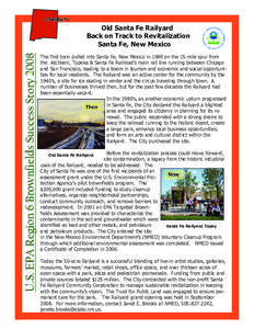 ◊Santa Fe  U.S. EPA Region 6 Brownfields Success Story 2008 Old Santa Fe Railyard Back on Track to Revitalization