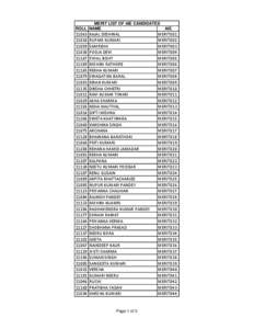 MERIT LIST OF AIE CANDIDATES ROLL NAME[removed]11059