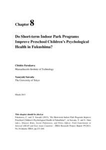 Chapter  8 Do Short-term Indoor Park Programs Improve Preschool Children’s Psychological
